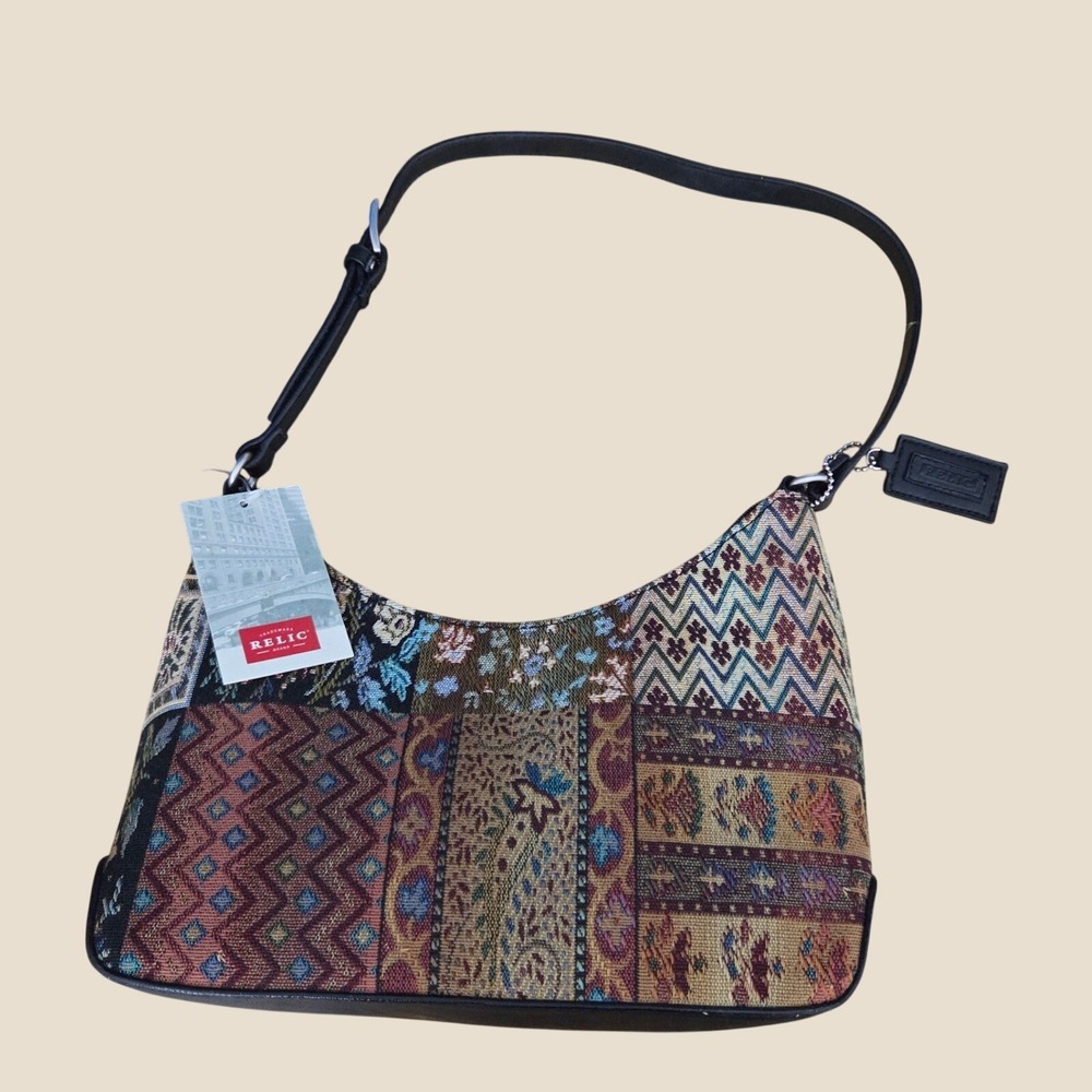 NWT Vintage Y2K Relic Tapestry Patchwork Shoulder Bag Deadstock Boho Hobo Purse